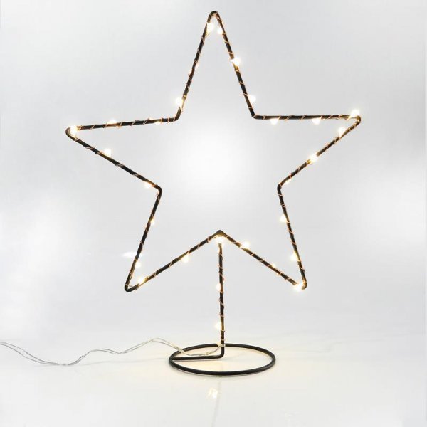 Χριστουγεννιάτικο Διακοσμητικό Μεταλλικό Αστέρι, με Βάση και 30 LED (40cm)